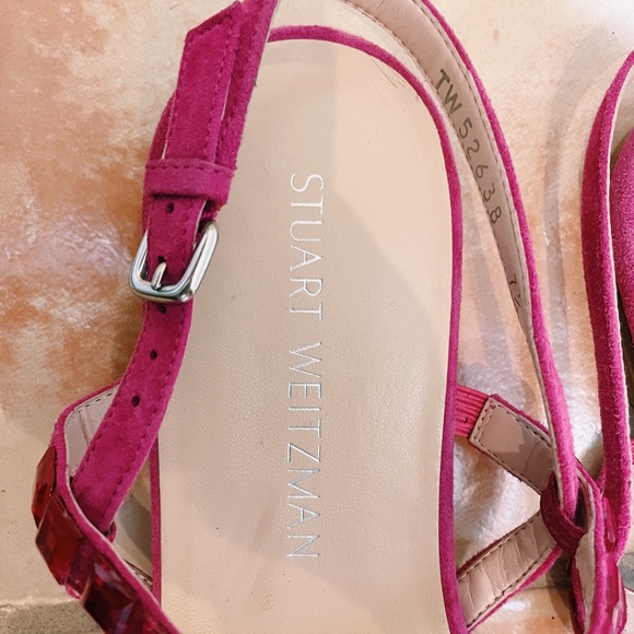 Stuart Weitzman Trailmix Jeweled Suede Sandals - Picture 3 of 5